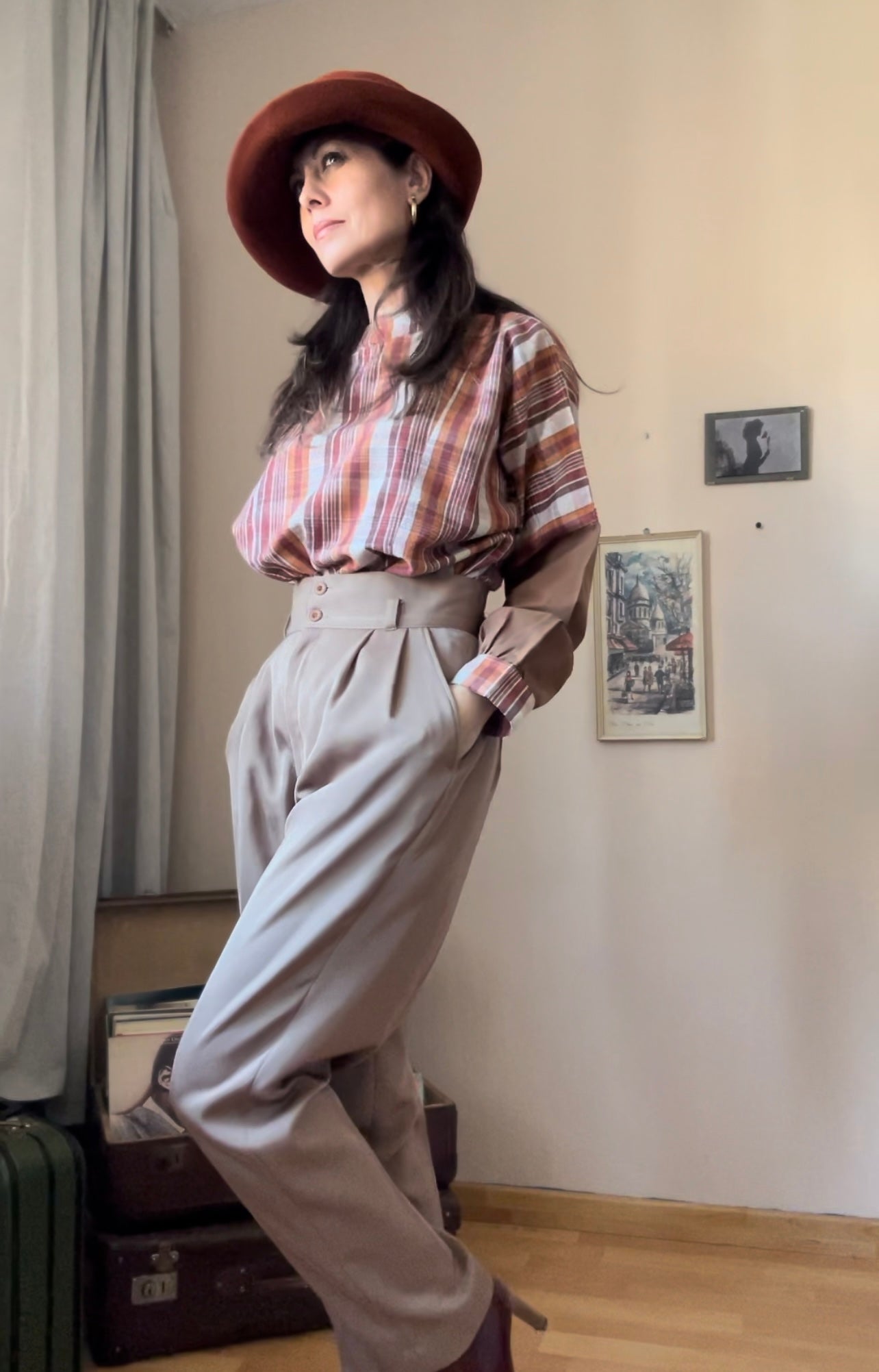 Pleated high waist pants