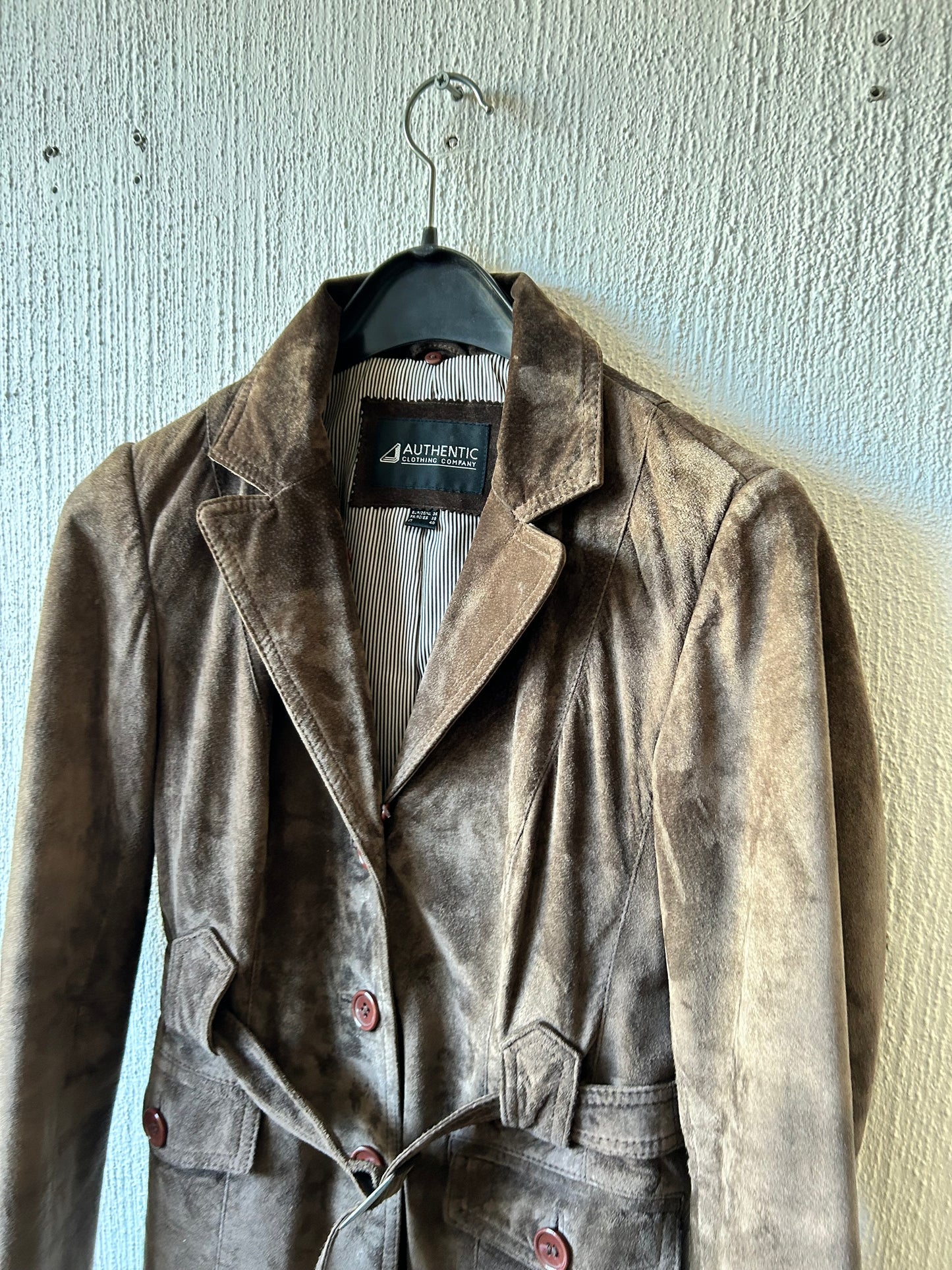 Belted suede jacket