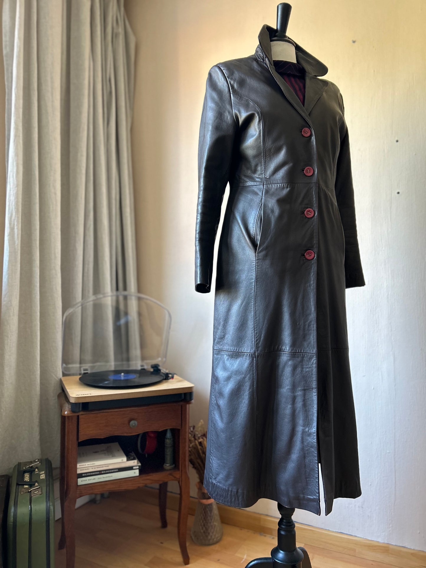 Vintage maxi leather coat