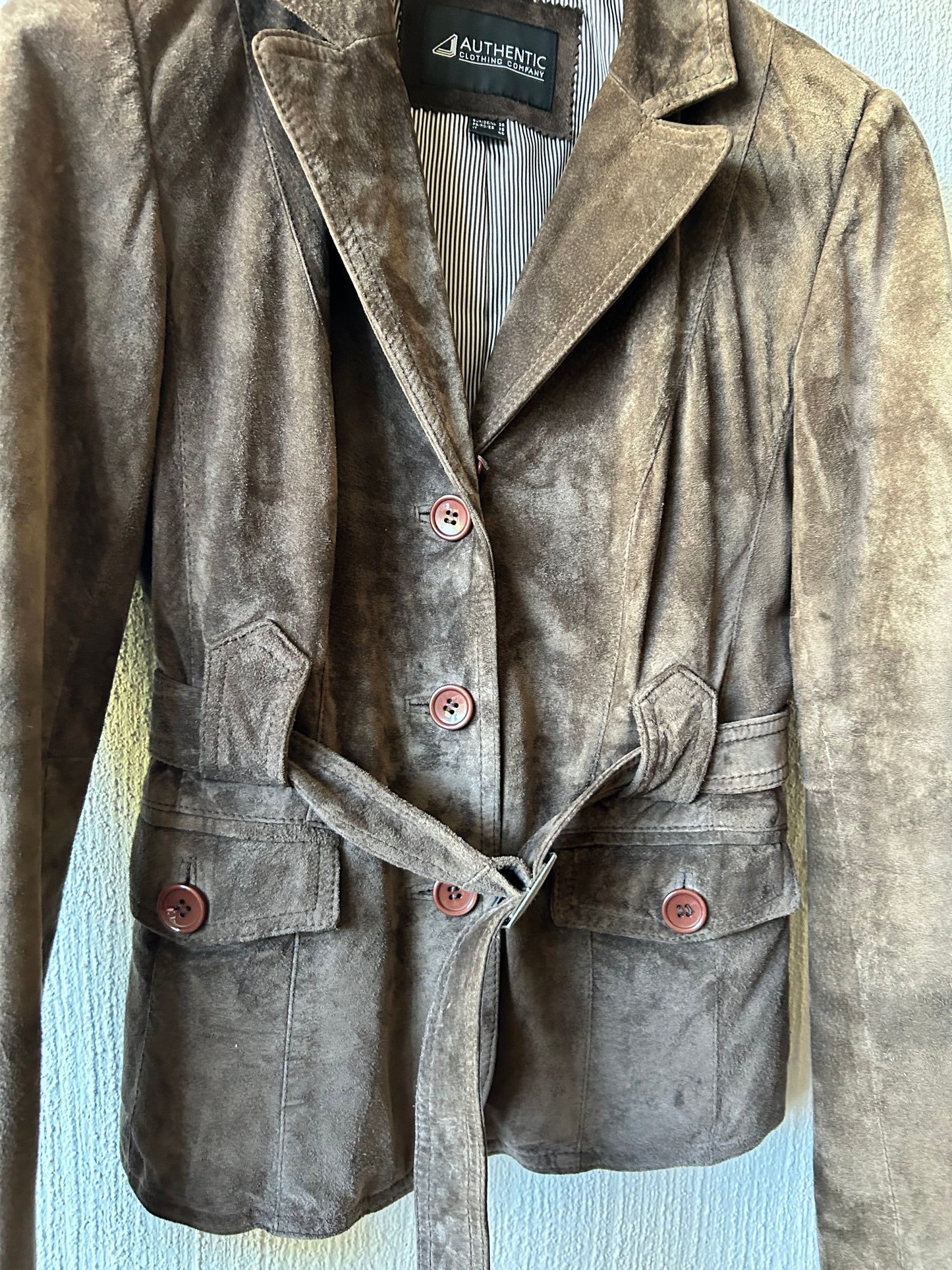 Belted suede jacket