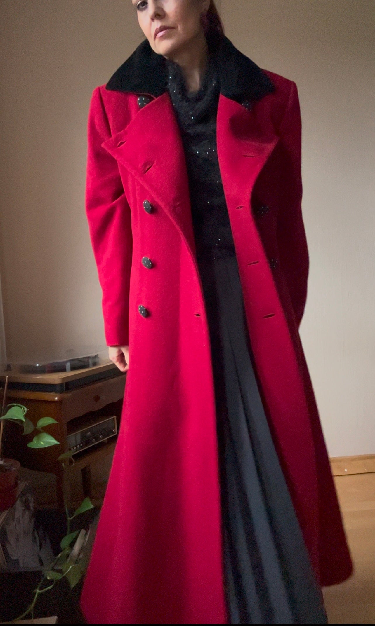 Cashmere wool blend maxi coat