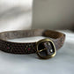 Metal embroidered solid leather belt