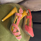 Emporio Armani Pink Suede & Mustard Yellow Leather Heeled Sandals (Size 37)
