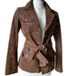 Belted leather jacket