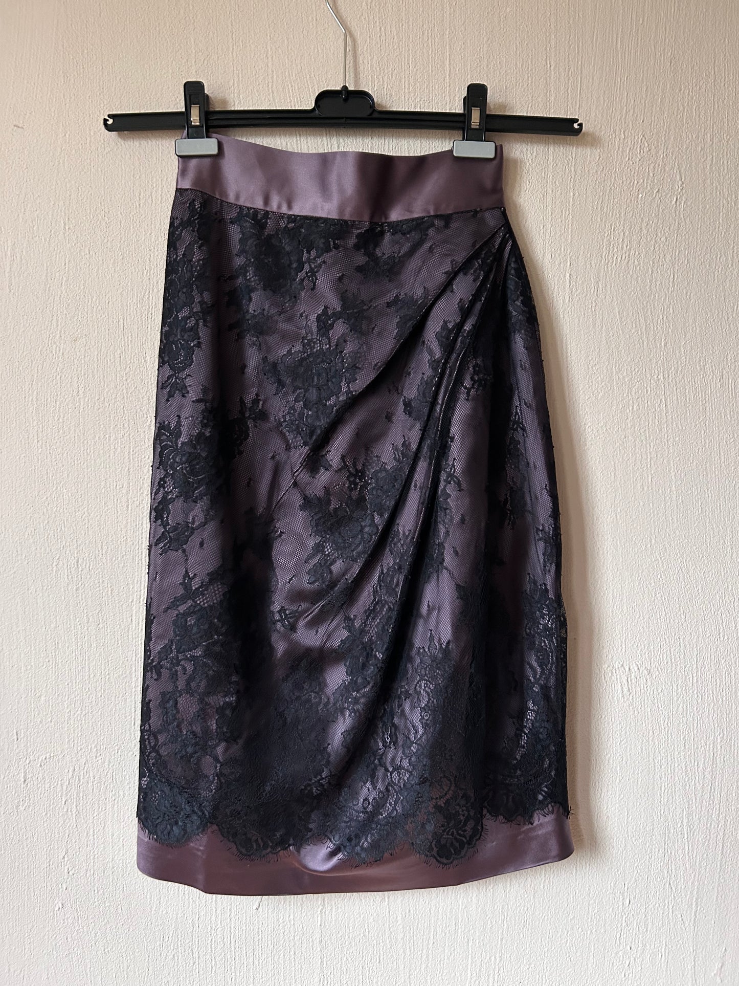 Vintage satin & lace cocktail skirt