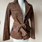 Belted leather jacket