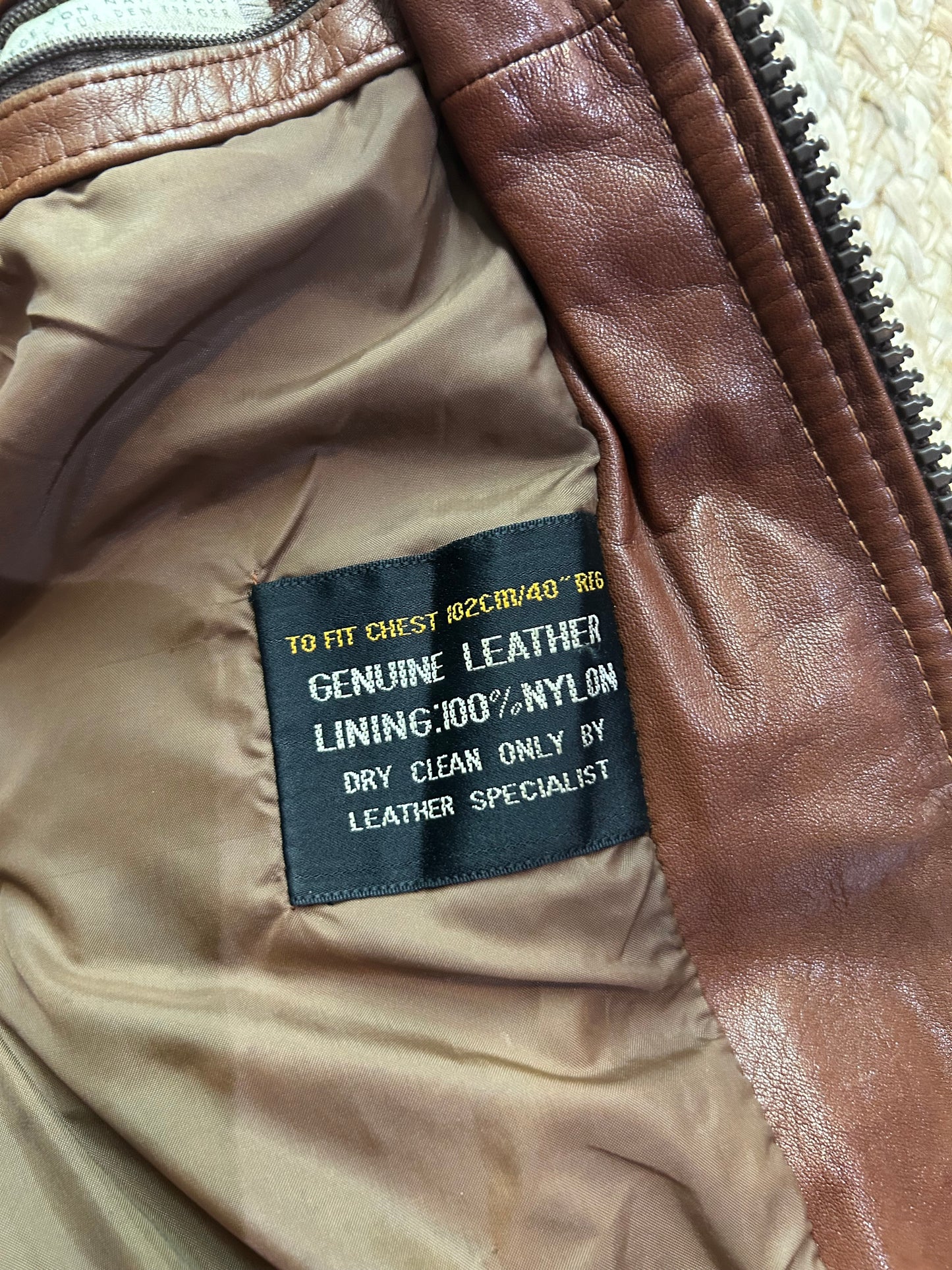 Vintage Brown Nappa Leather Bomber Jacket – Size 40 (M/L)