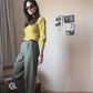 Pleated high waist plaid trousers