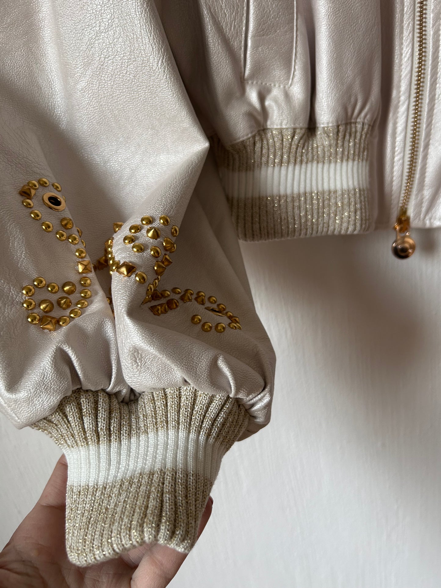 Vintage faux leather bomber