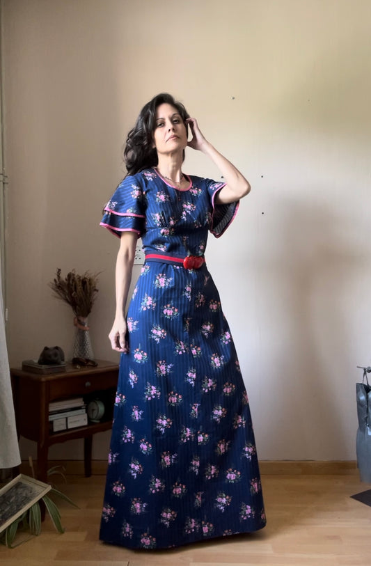 70s flared sleeve maxi dress