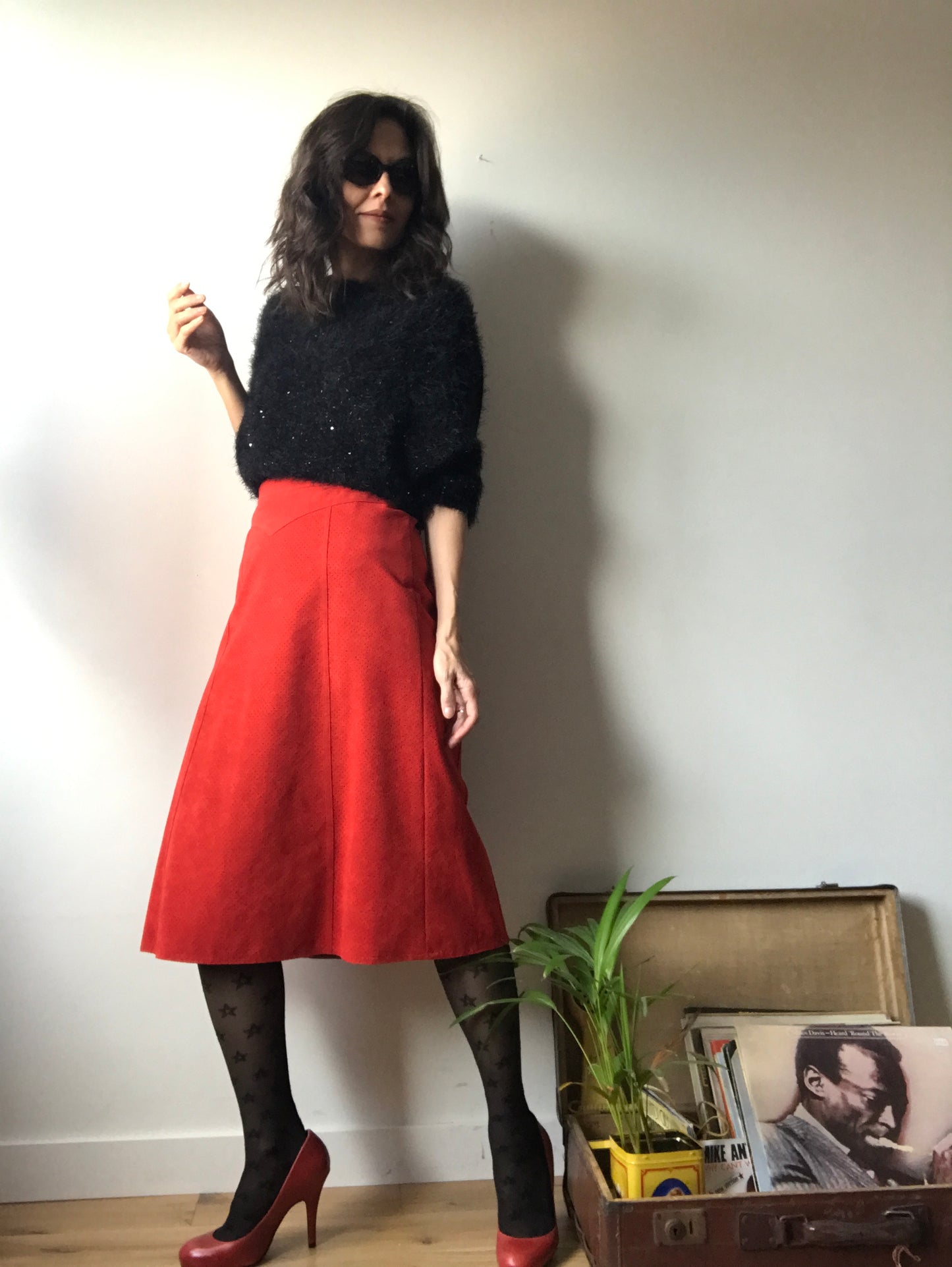 Vintage daim skirt suit