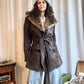 Vintage leather coat with padded lining XL