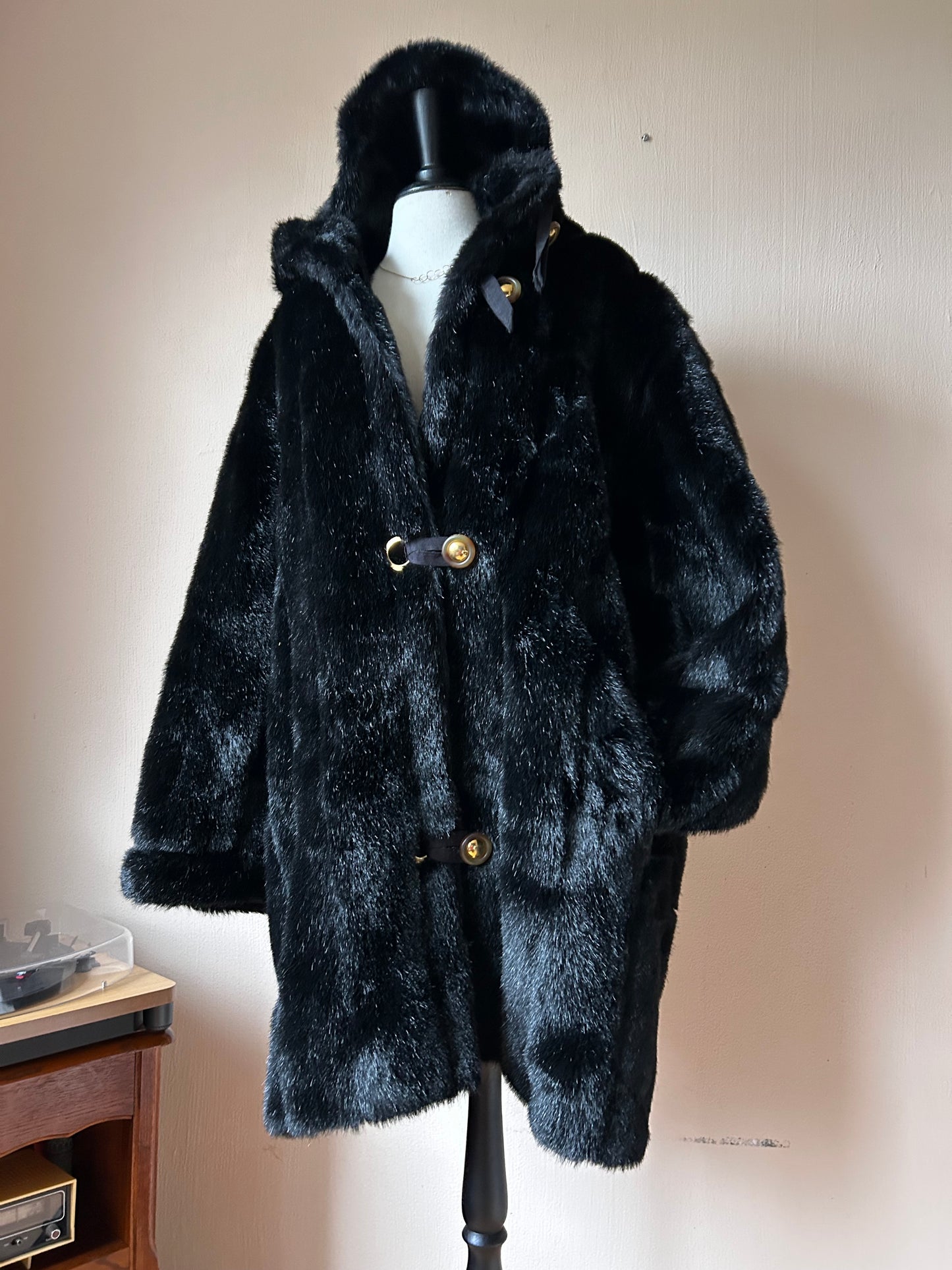 Faux fur hoodie coat L/XL