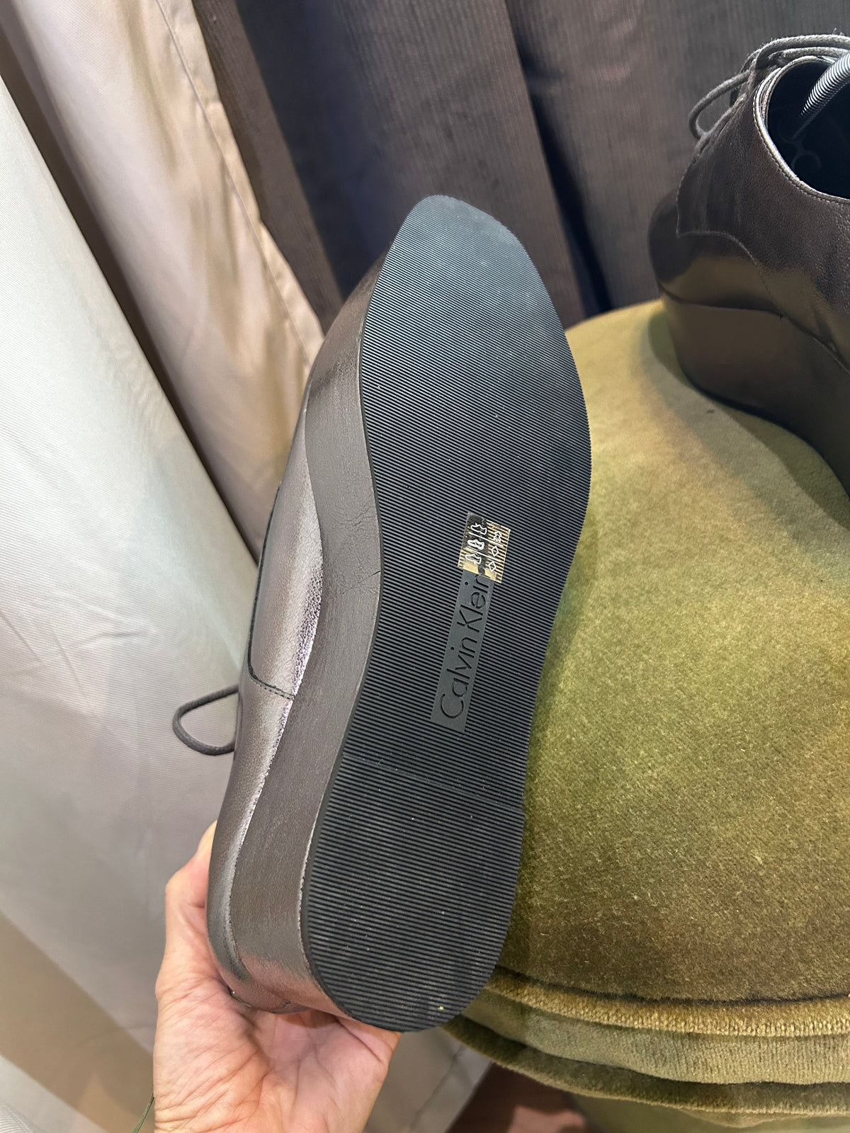 ⁠Calvin Klein Metallic Pewter / Silver Platform Oxford Derby Shoes⁠ 39