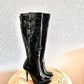 Tucino Black Patent Leather Knee-High Stiletto Buckle Boots – Size 37