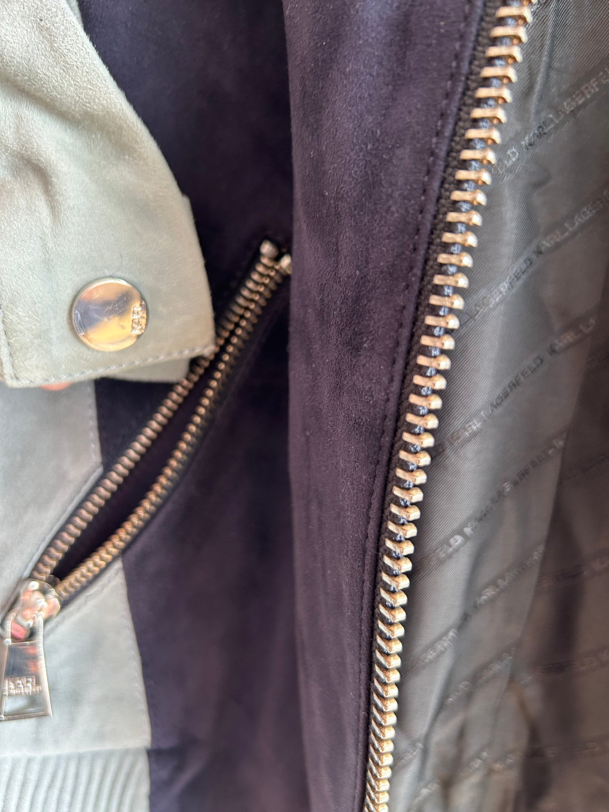 Karl Lagerfeld Colorblock Suede Bomber Jacket - EU 34 / FR 36 / IT 40⁠