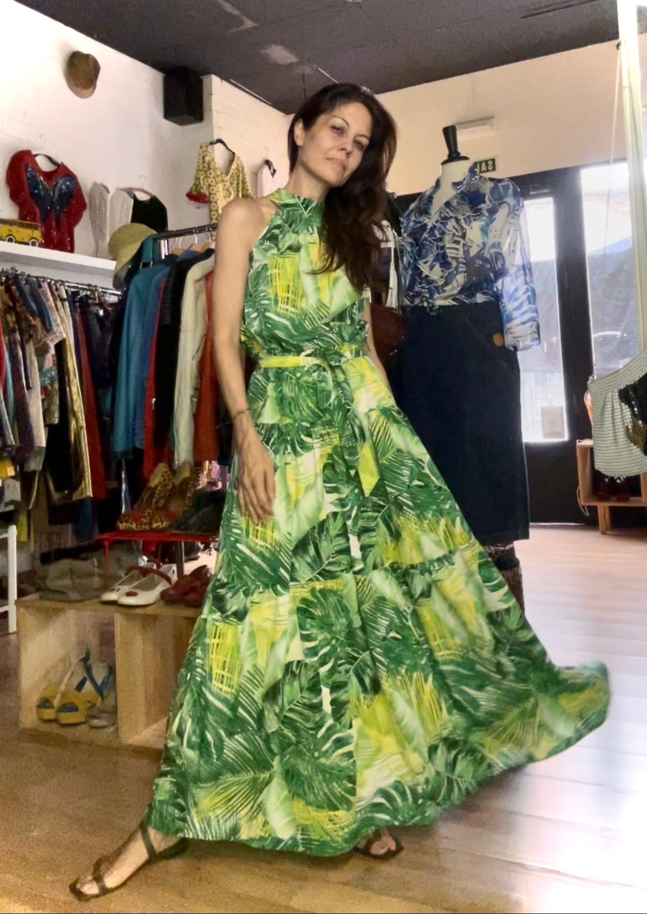 Long belted summer dress