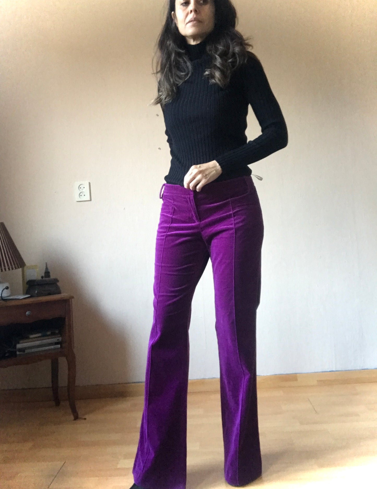 Purple velvet pants (L)