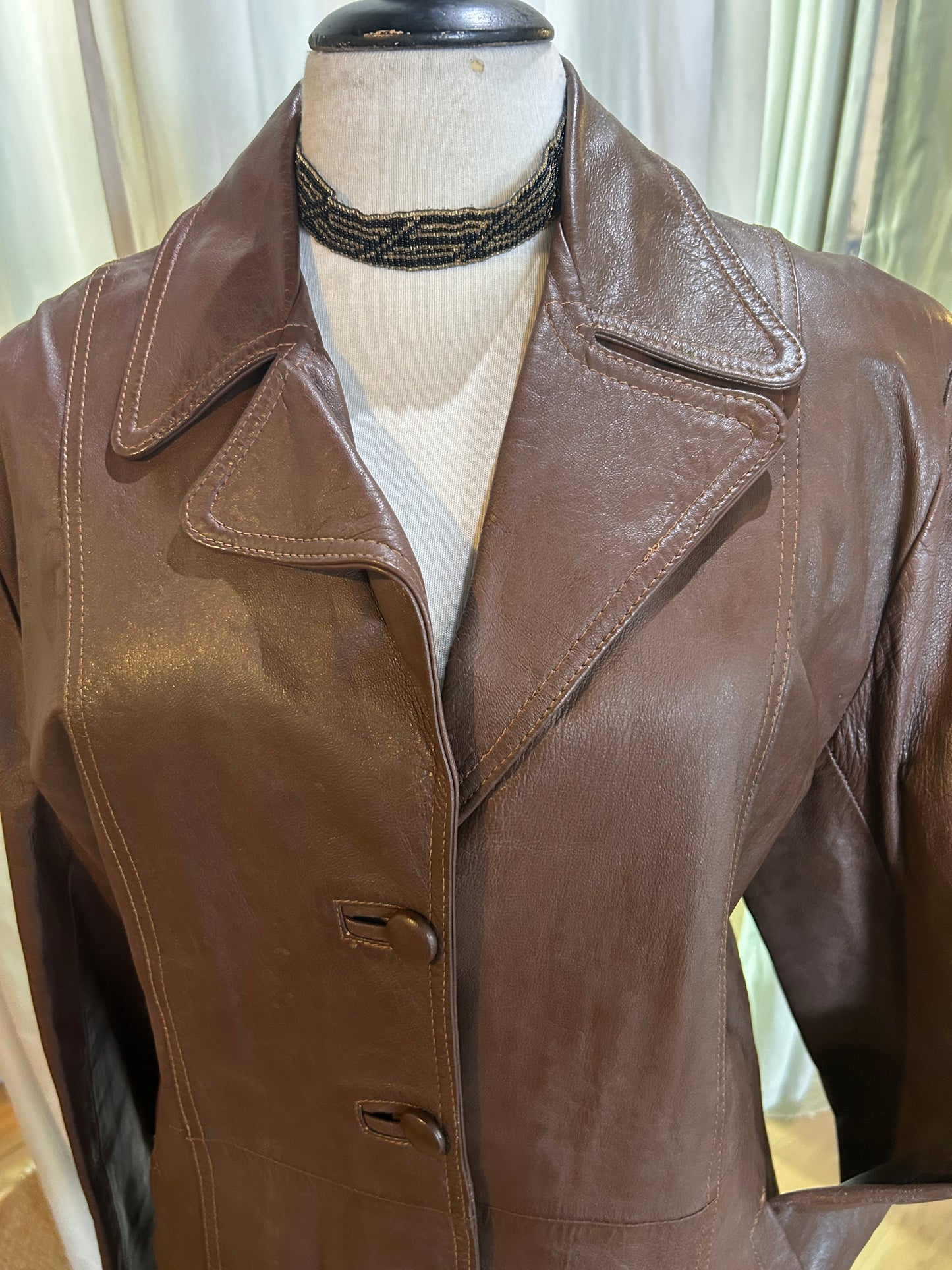 70s leather trench coat