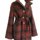 Checkered belted wool coat