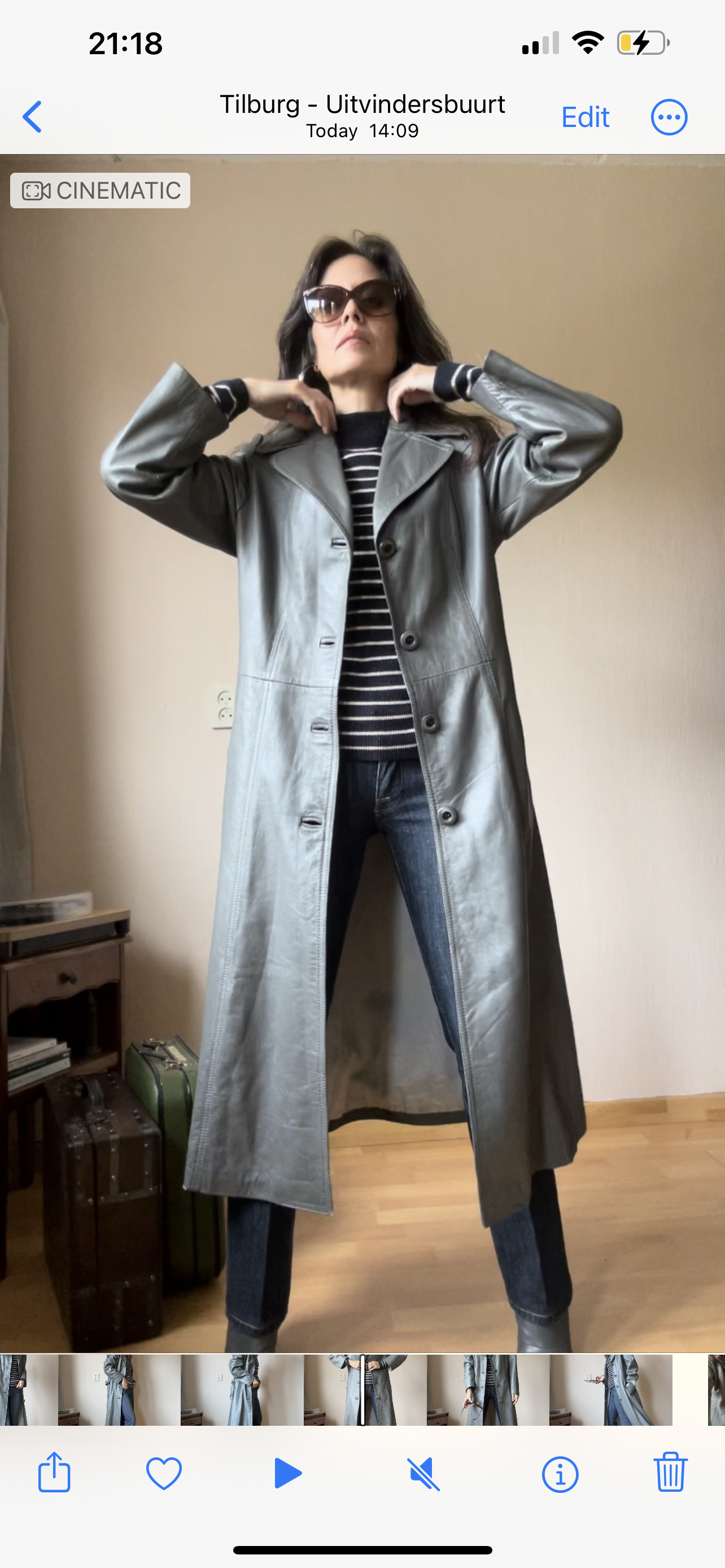 70s vintage belted leather trench