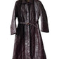 Leather trench coat with padded lining