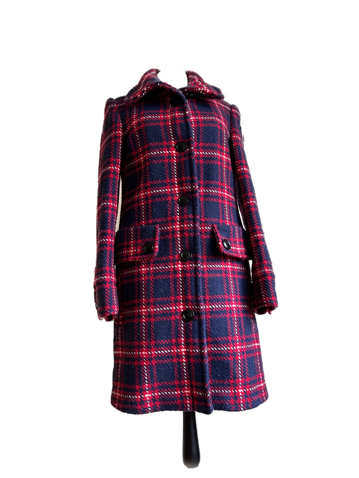 Checkered wool winter coat