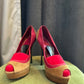 Gucci Tricolor Suede Peep-Toe Platform Pumps - Size 37.5 C⁠
