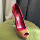 Gucci Tricolor Suede Peep-Toe Platform Pumps - Size 37.5 C⁠