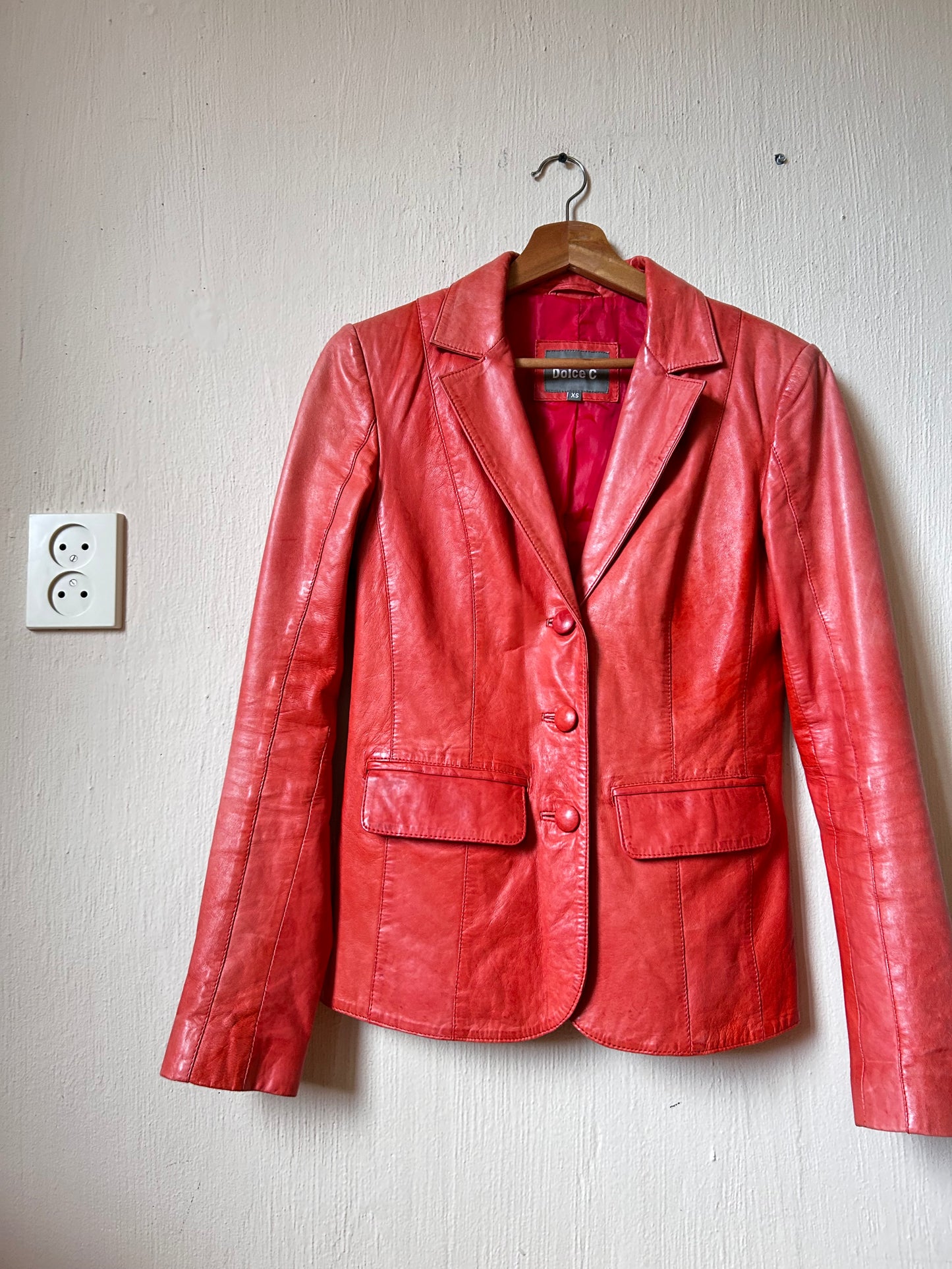 Apricot leather blazer XS