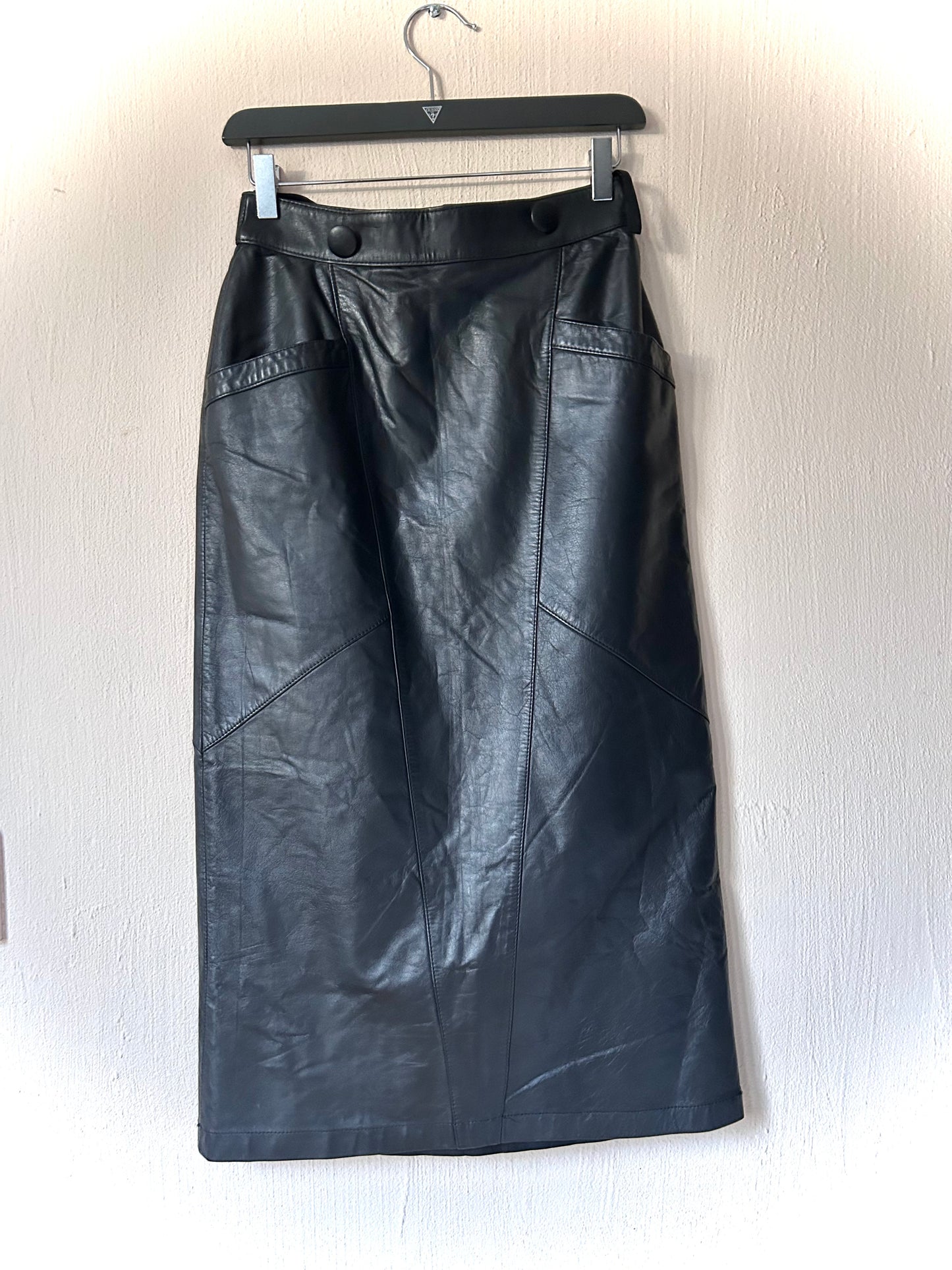 Maxi leather pencil skirt