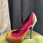 Gucci Tricolor Suede Peep-Toe Platform Pumps - Size 37.5 C⁠