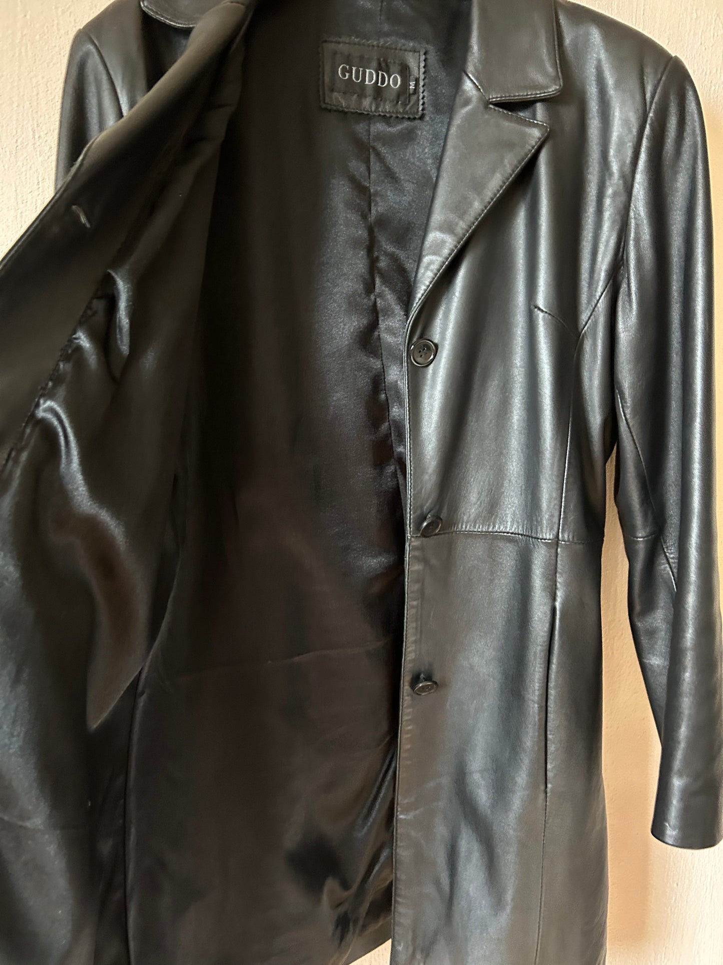 Vintage black leather coat