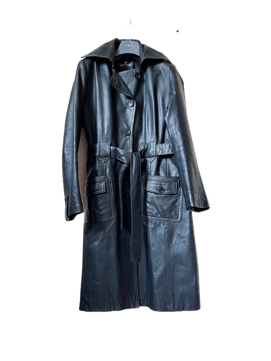 Leather trench-coat