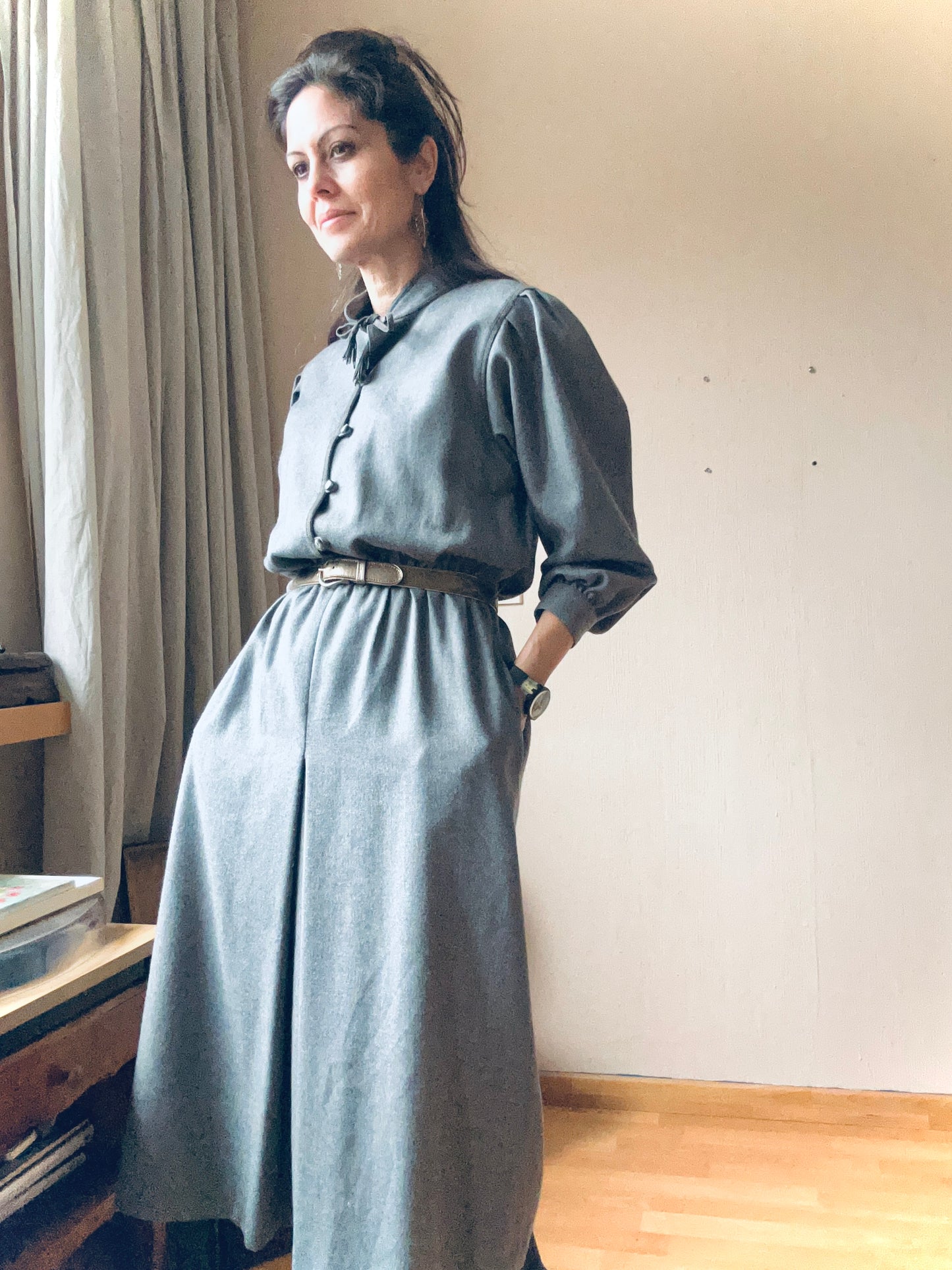 Belted wool dress