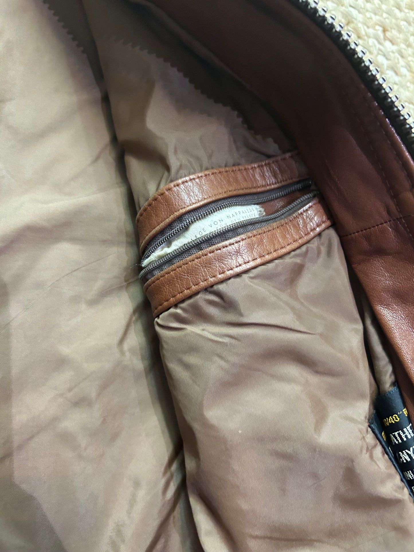 Vintage Brown Nappa Leather Bomber Jacket – Size 40 (M/L)