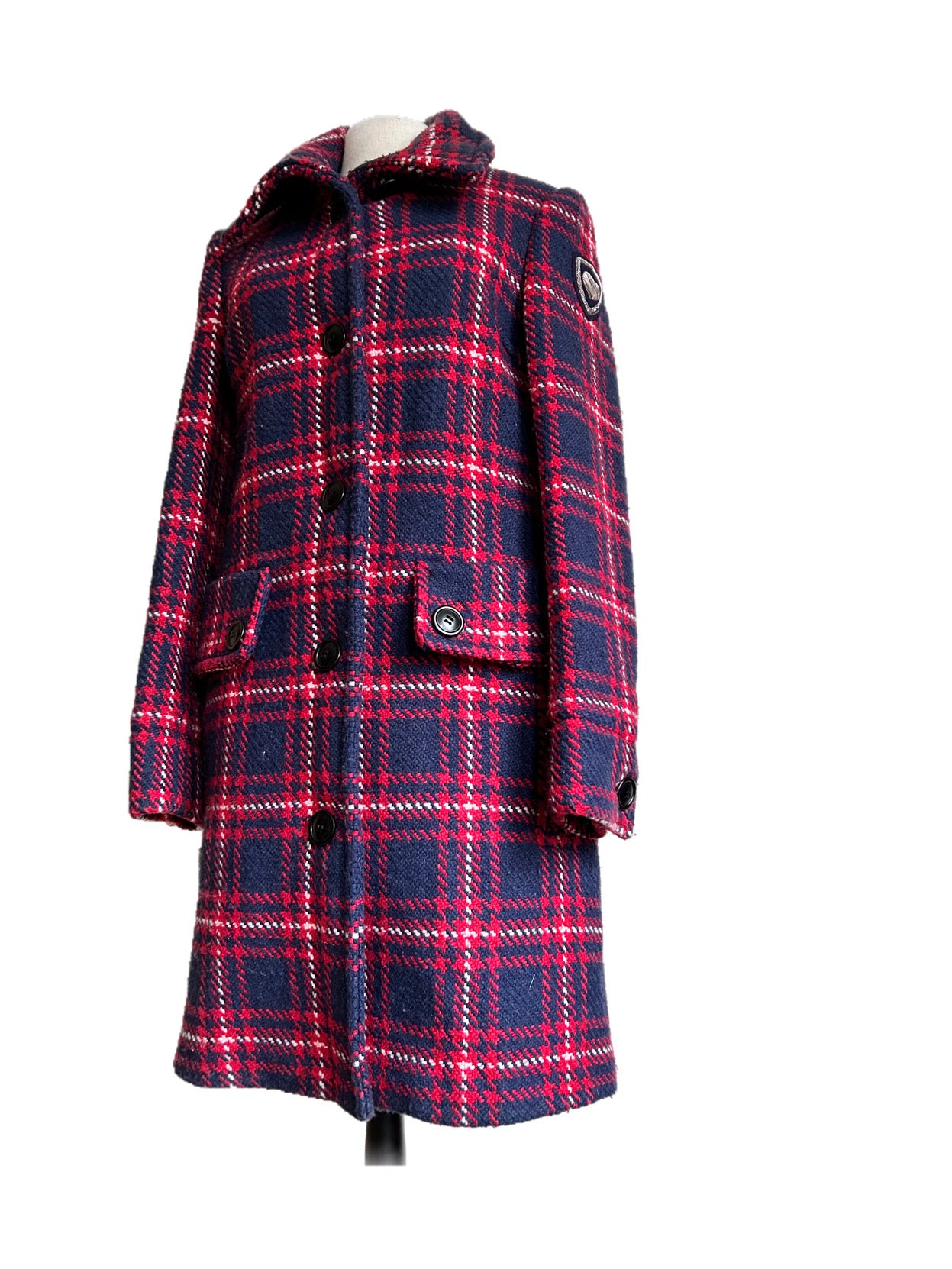 Checkered wool winter coat