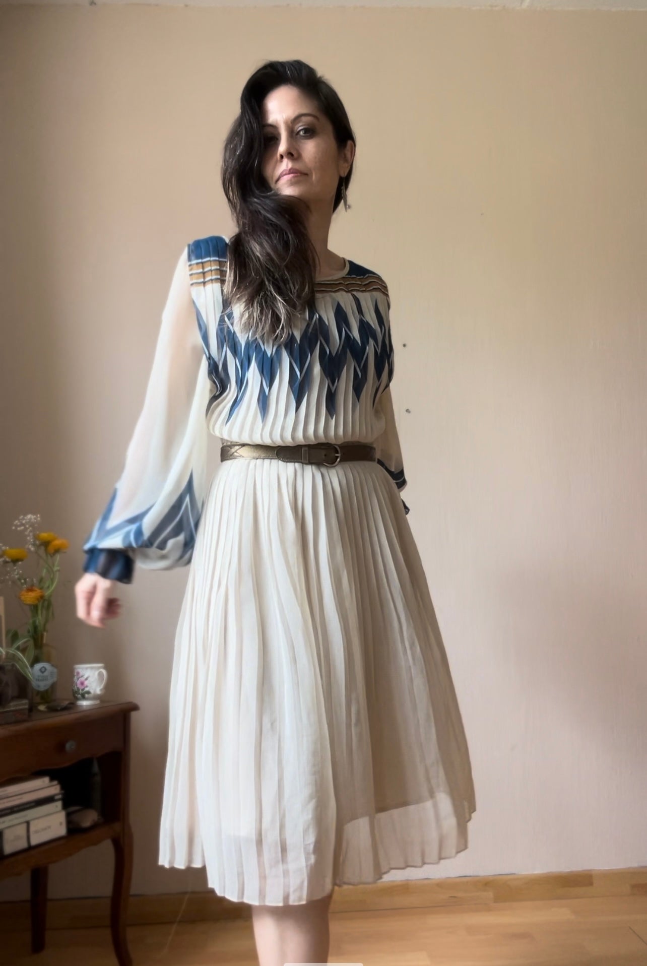 80s vintage tie belt dress