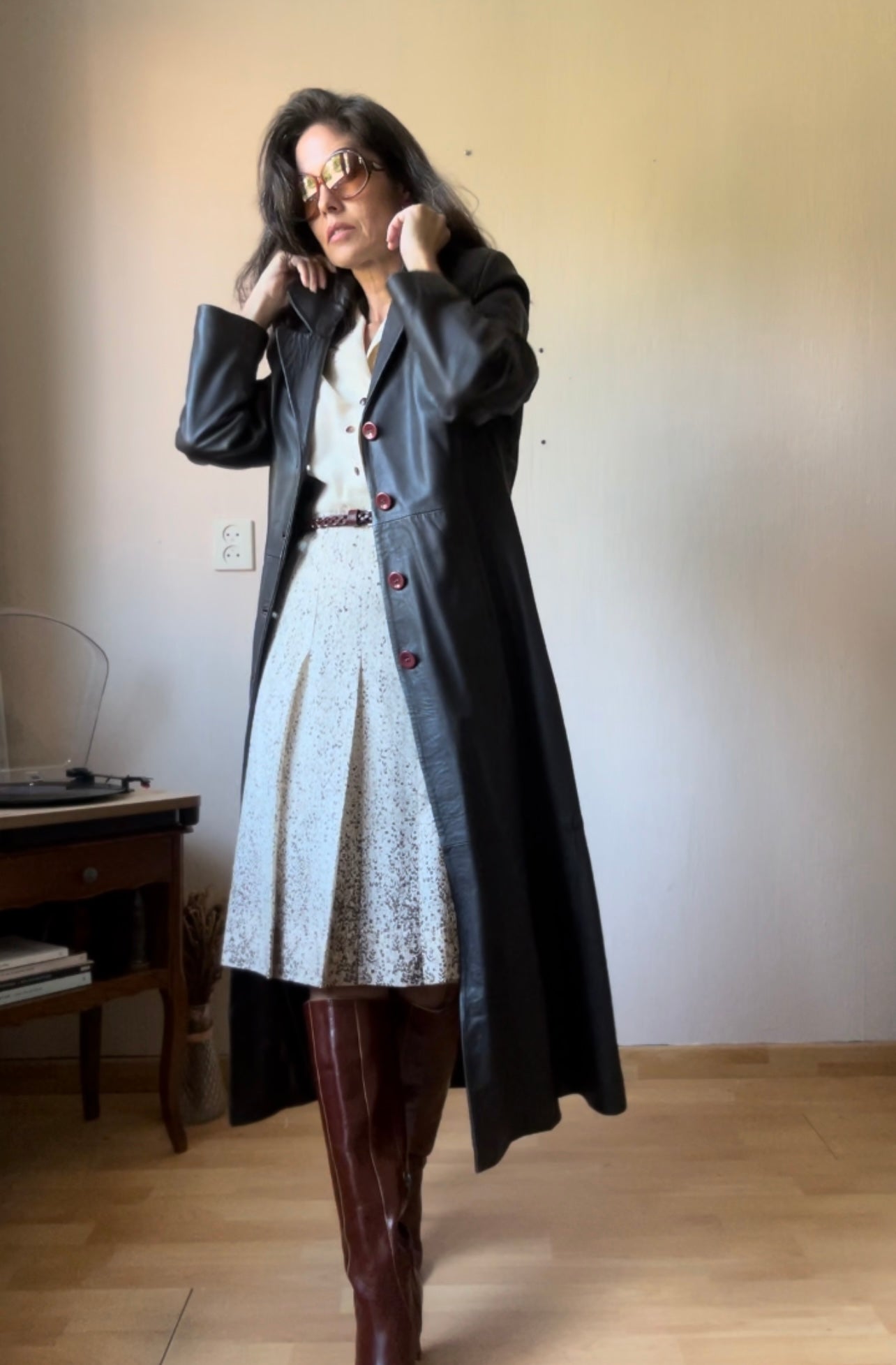 Vintage maxi leather coat