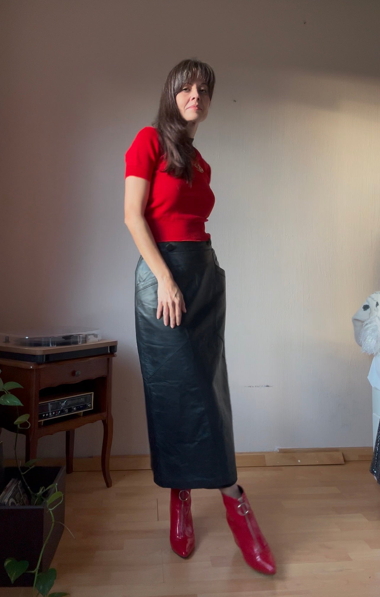 Maxi leather pencil skirt