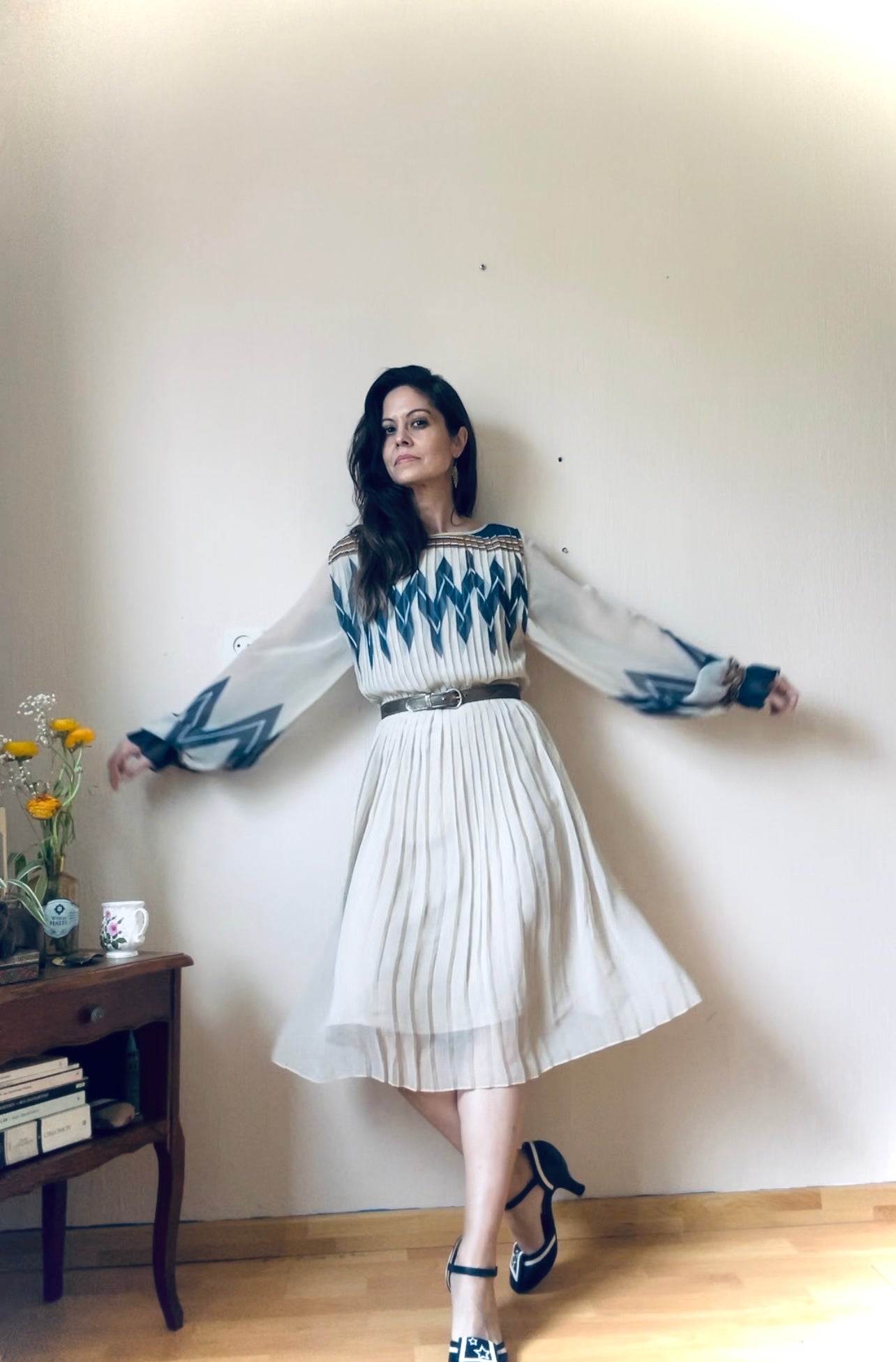 80s vintage tie belt dress