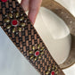 Metal embroidered solid leather belt