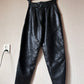 High waist pleated leather pants