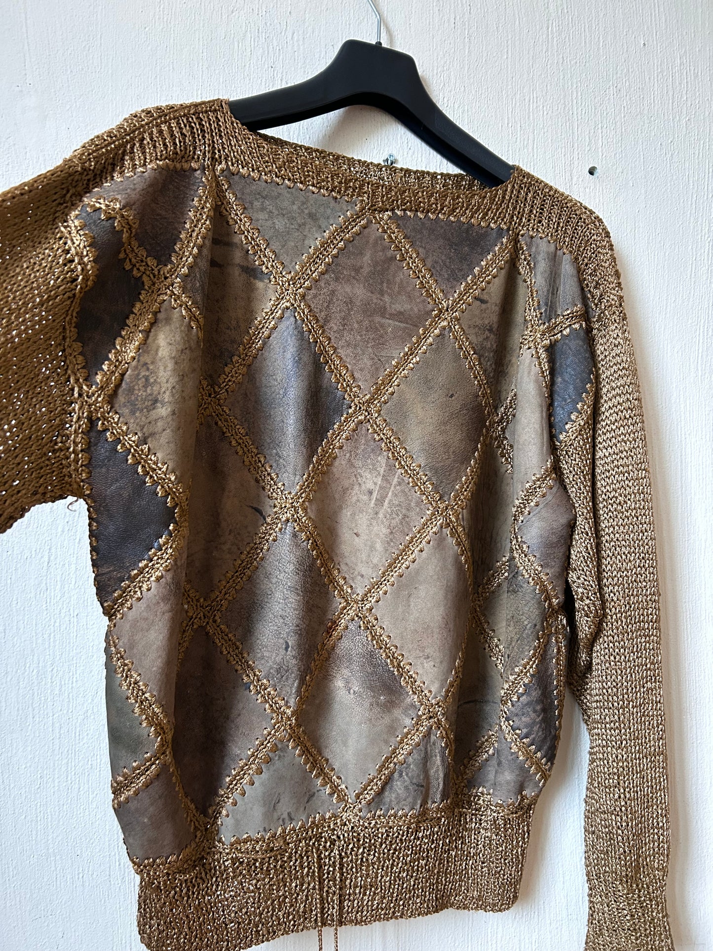 Vintage sweater with leather patches