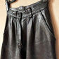 High waist pleated leather pants