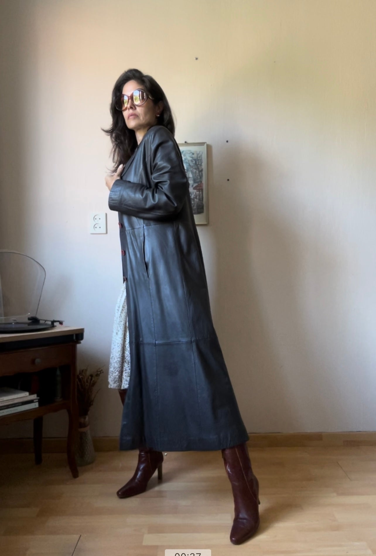 Vintage maxi leather coat