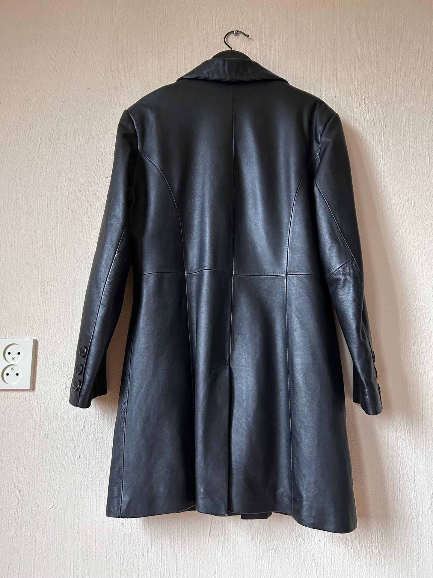 Vintage black leather coat