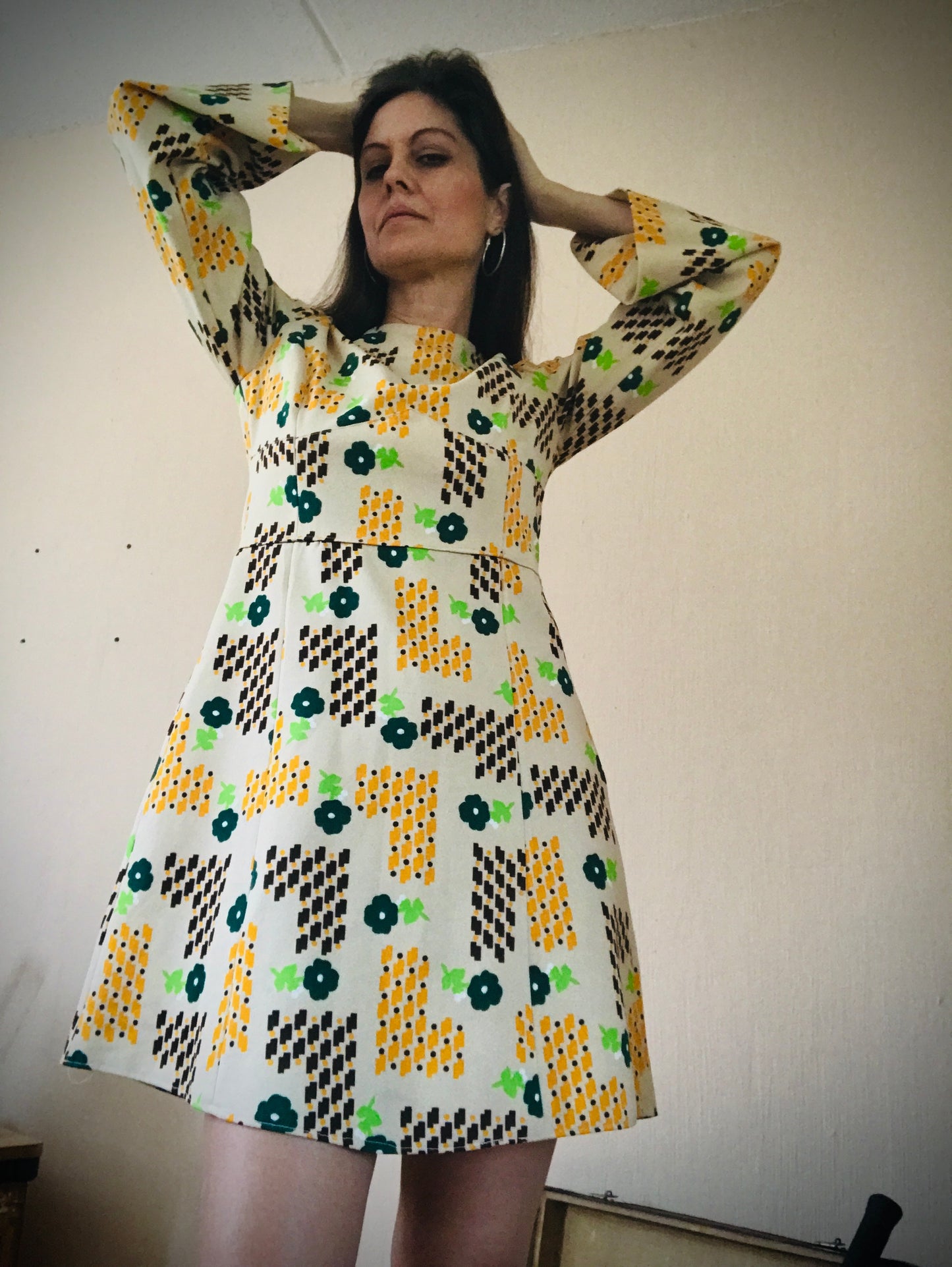 70s retro print dress