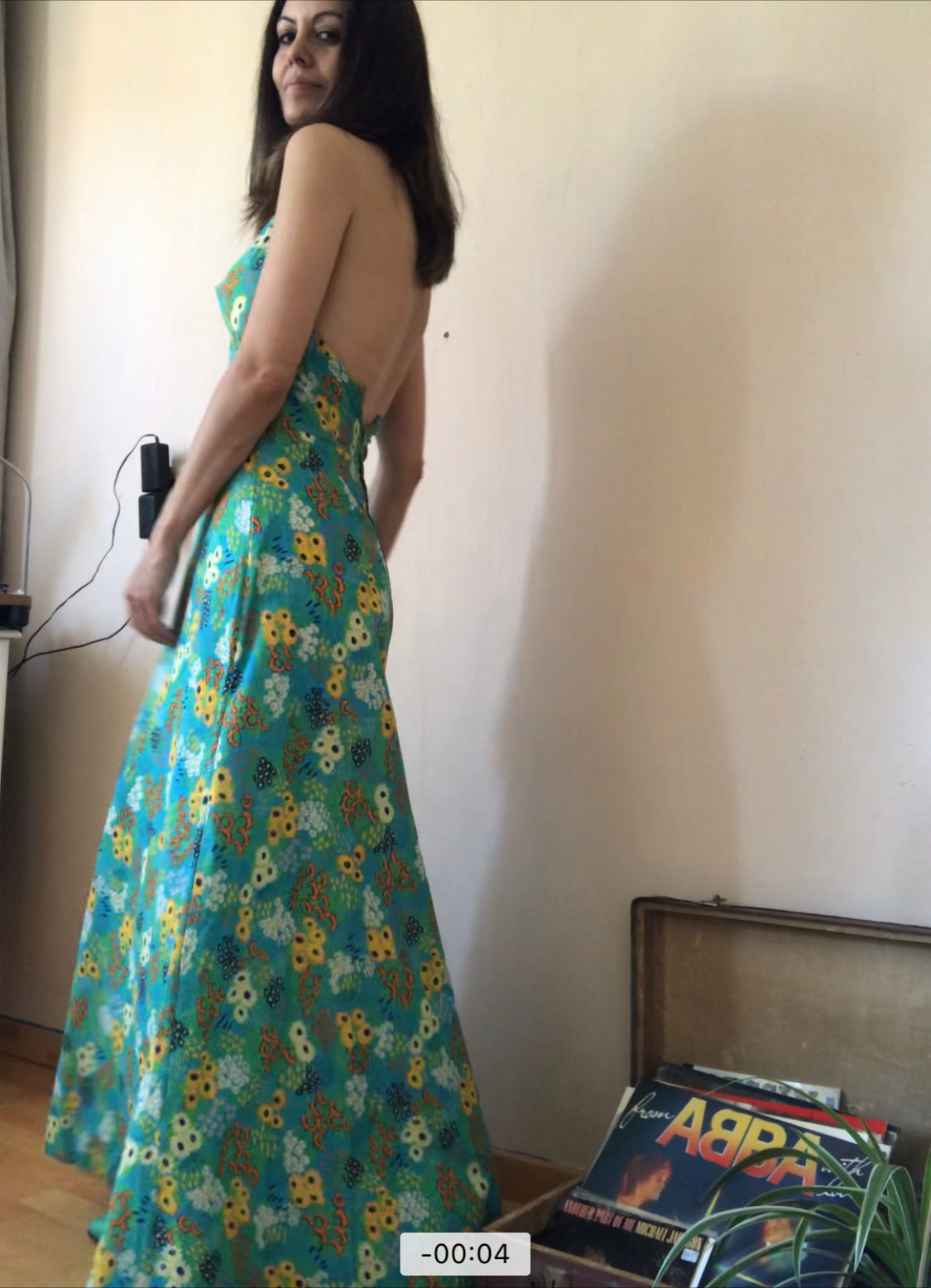 70s open back maxi dress