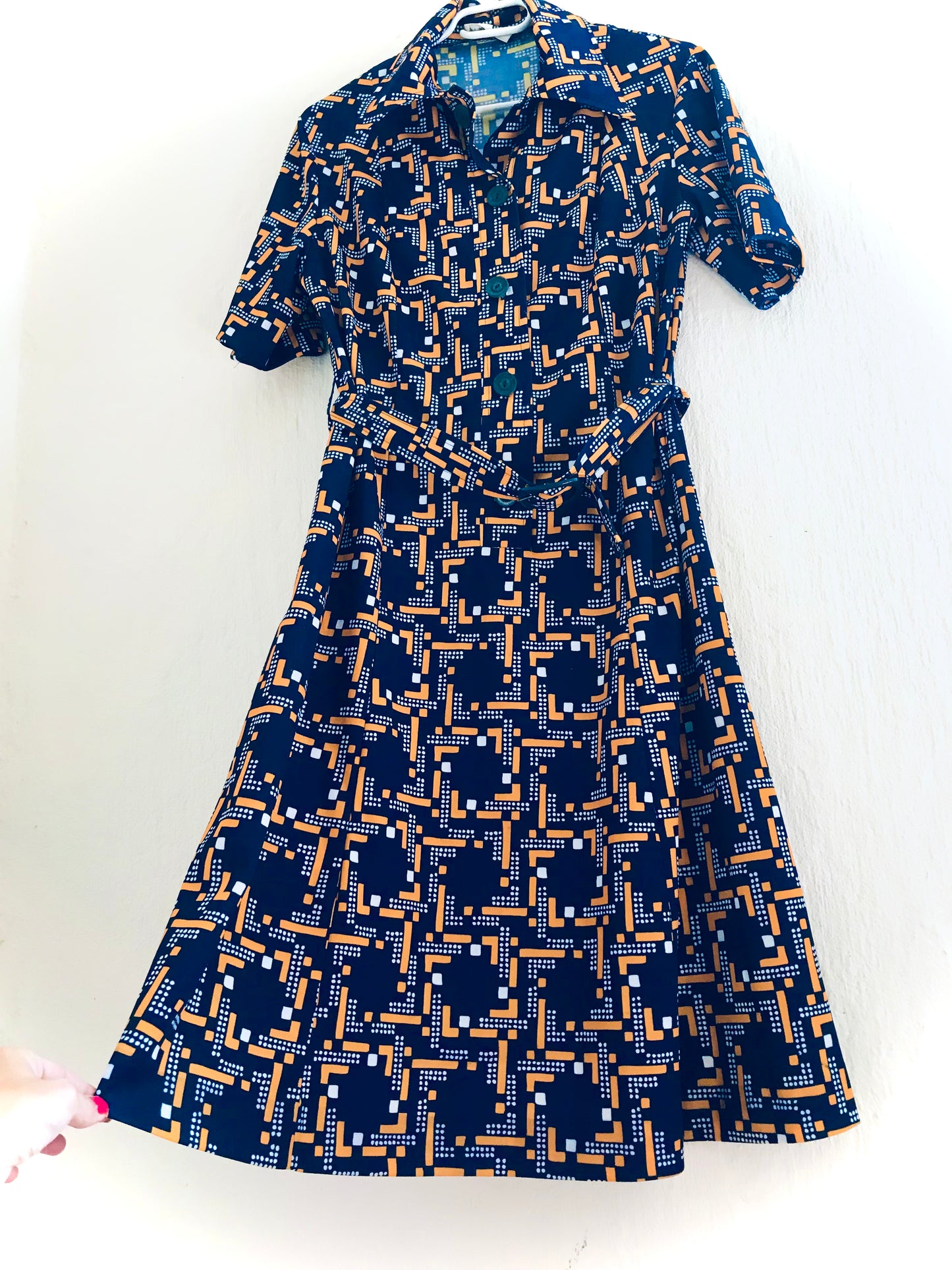 Belted midi dress 70s